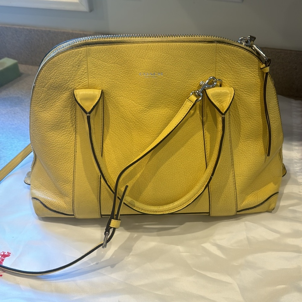 Coach yellow leather Preston bag with strap and storage bag